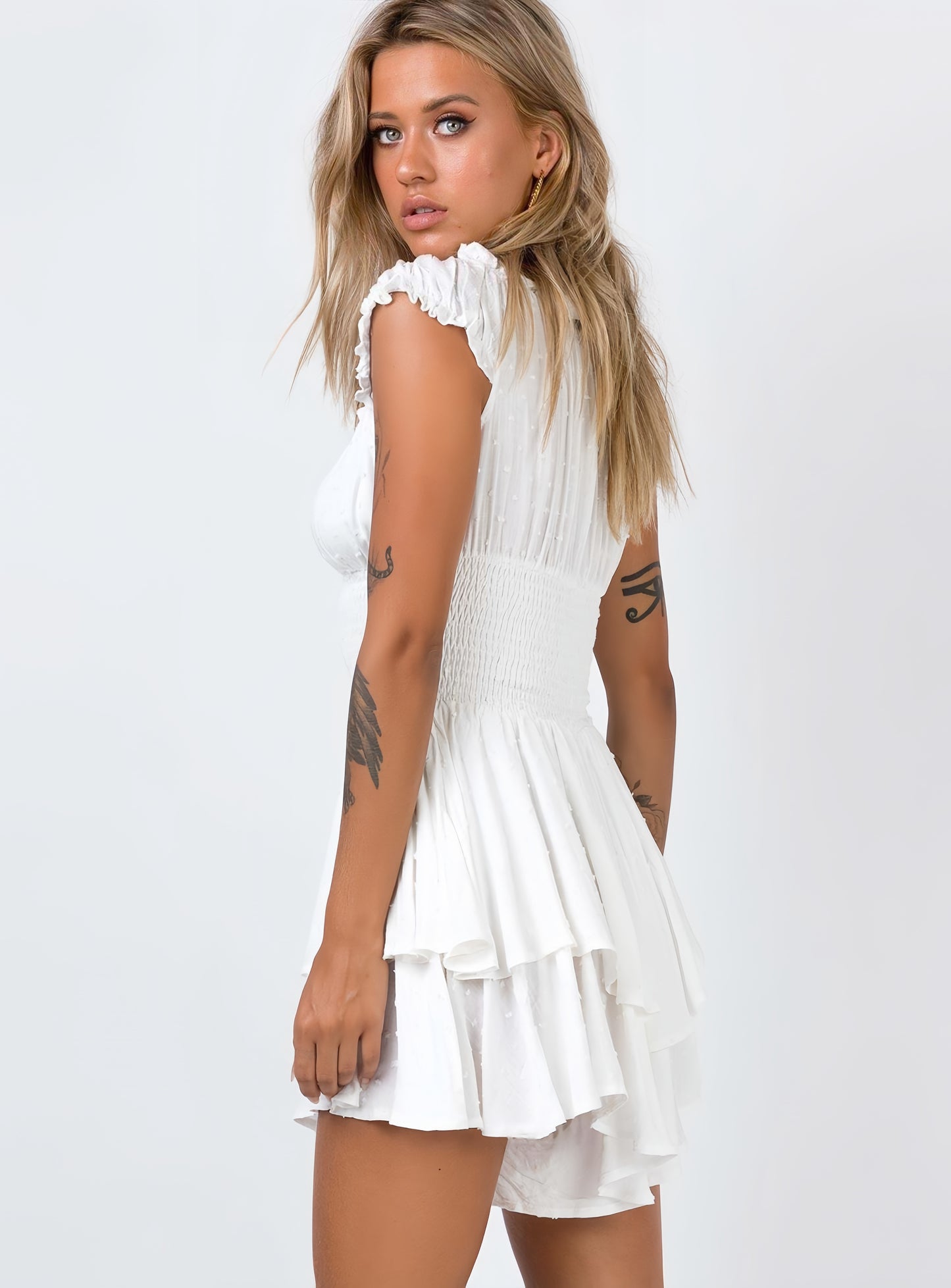 Lolalulu Pleated irregular hem dress