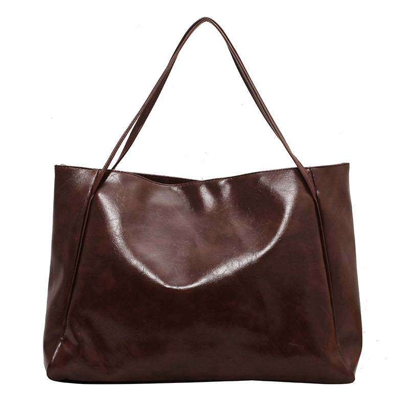 Retro soft leather shoulder bag casual handbag