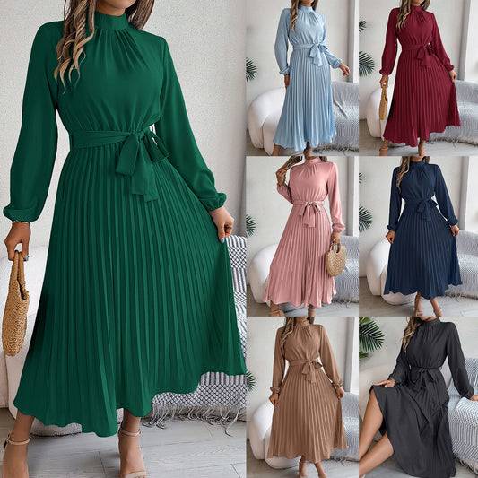 Clasic Solid Long Sleeveed Midi Dress