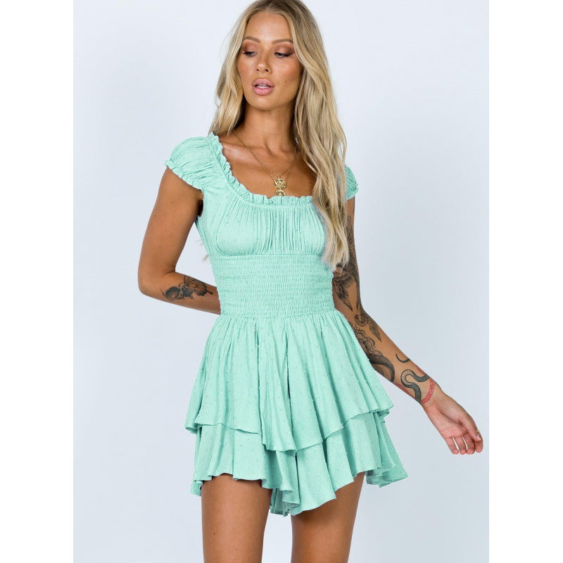 Lolalulu Pleated irregular hem dress