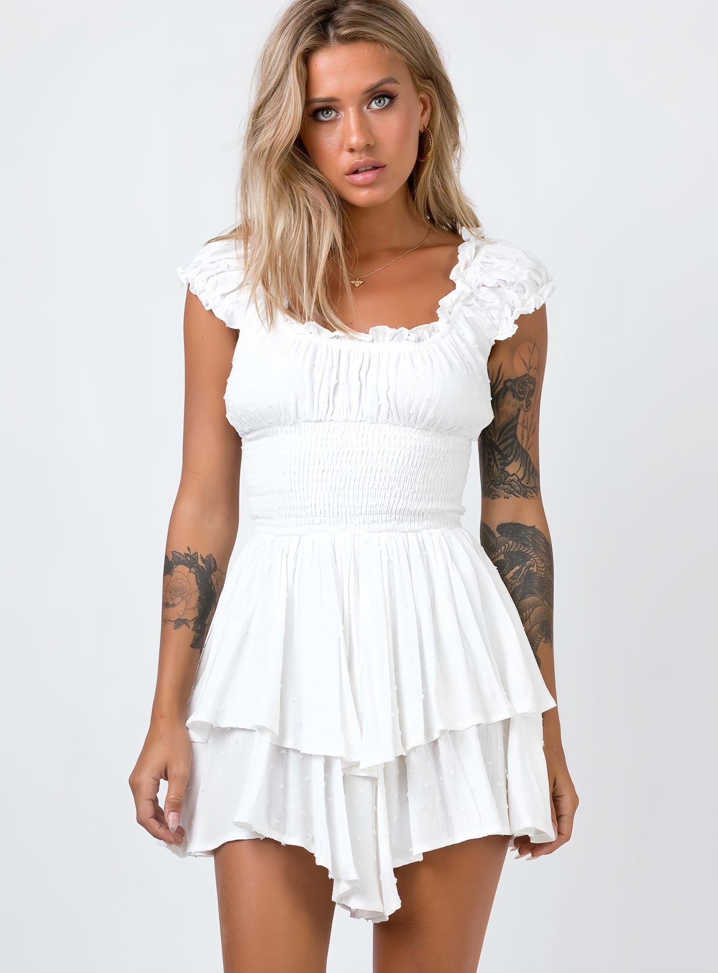 Lolalulu Pleated irregular hem dress