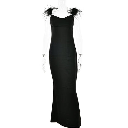 Women's Suspender Neck Tight Maxi Dress